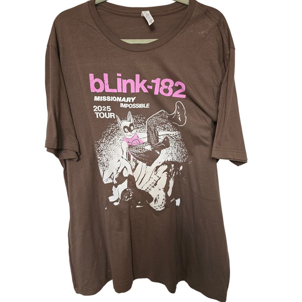 Blink-182 Missionary Impossible 2025 Tour Shirt Brown 2XL Concert Band XX NEW